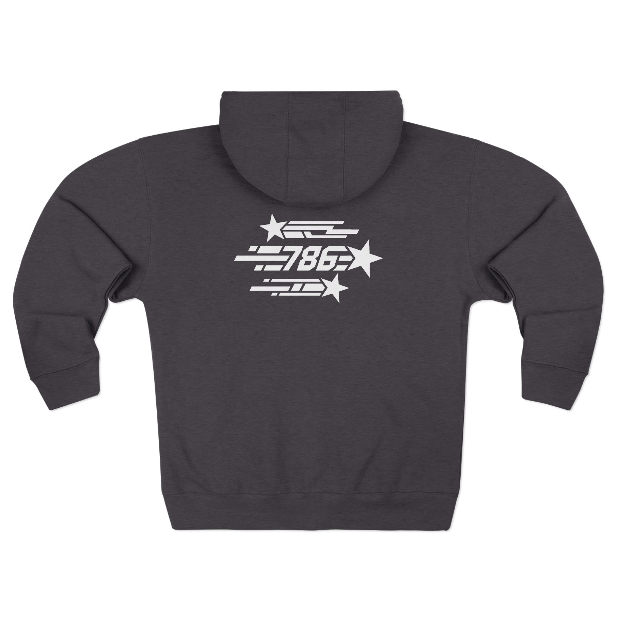 Shooting Stars Code 786 Zipped Hoodie (Back View) *USA*