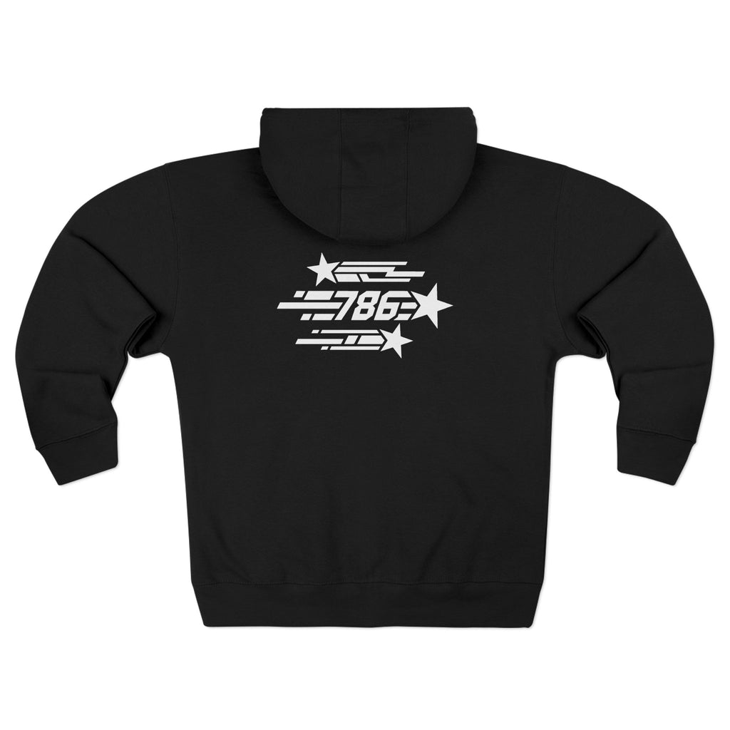 Shooting Stars Code 786 Zipped Hoodie (Back View) *USA*